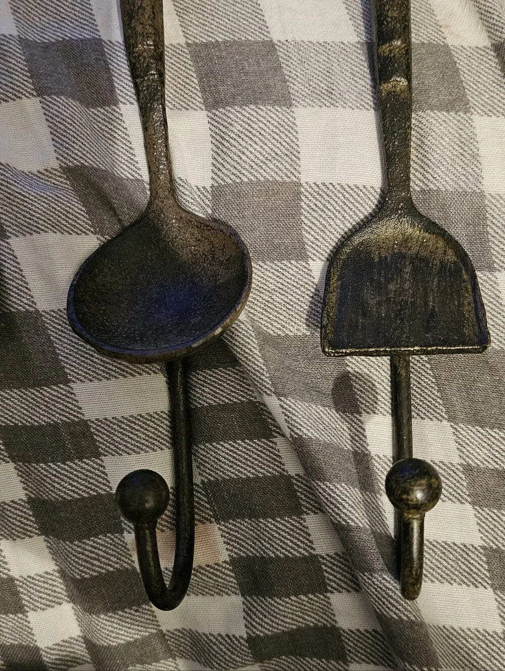 Vintage Style Iron Kitchen Utensil Wall Hooks - Set of 3